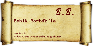 Babik Borbála névjegykártya